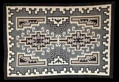 Two Grey Hills Navajo weaving 1930s 68” x 48” by Weavings