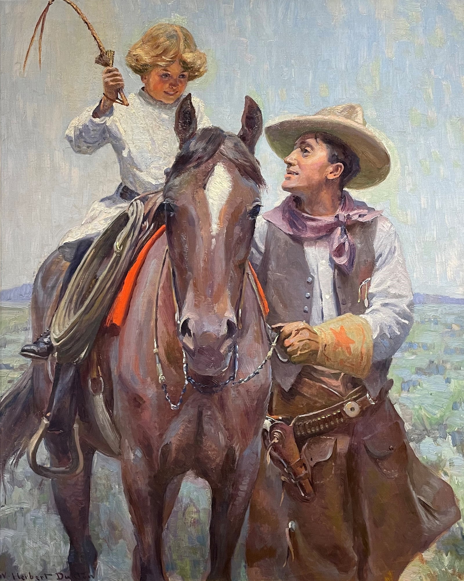 Vivian on Horseback with Cowboy by W. Herbert Dunton