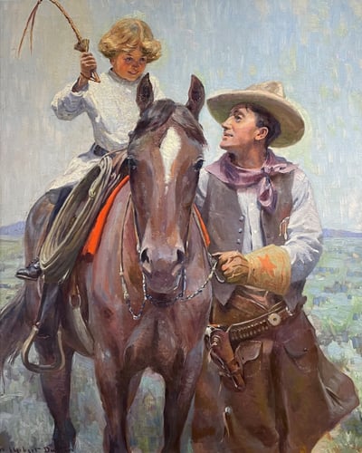 Vivian on Horseback with Cowboy by W. Herbert Dunton