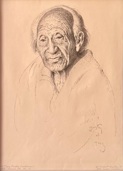 Old Taos Pueblo Indian by W. Herbert Dunton