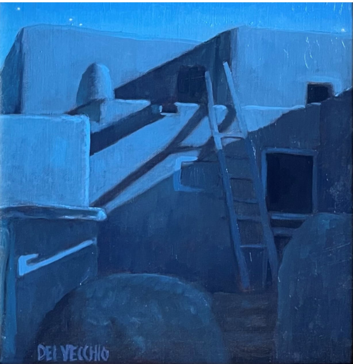 Harvest Moonlight Taos Pueblo by Tom Lockhart